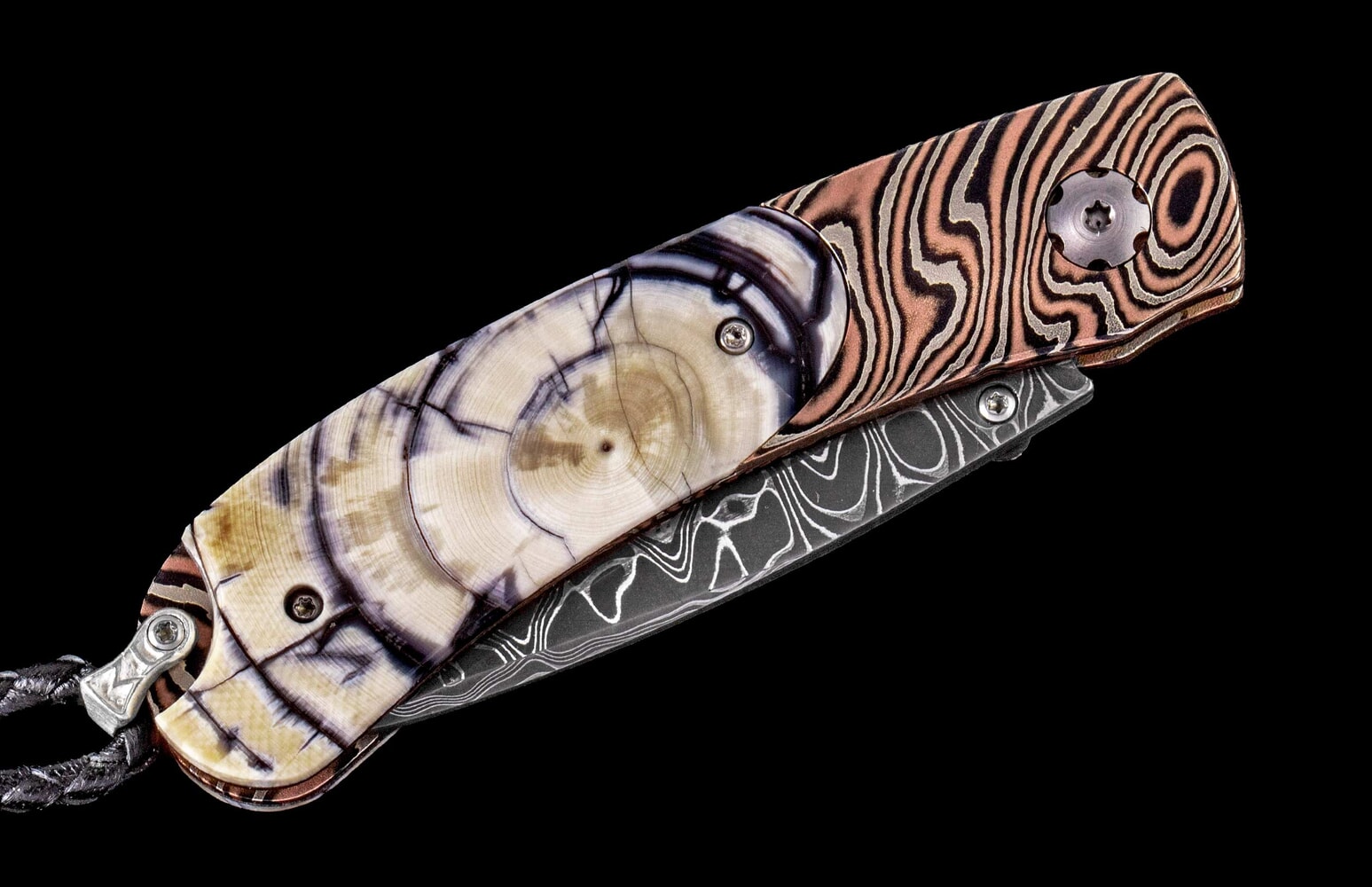William Henry Pocketknife with mokume gane and fossil Woolly Mammoth tusk B09 LAVISH