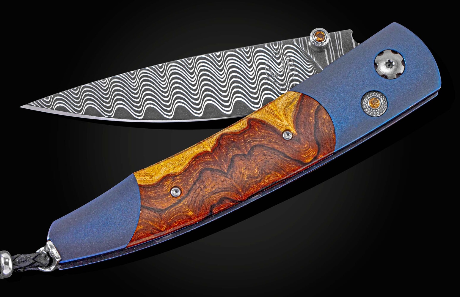 William Henry Titanium pocket knife inlaid with desert ironwood B10 DESERT BLUES