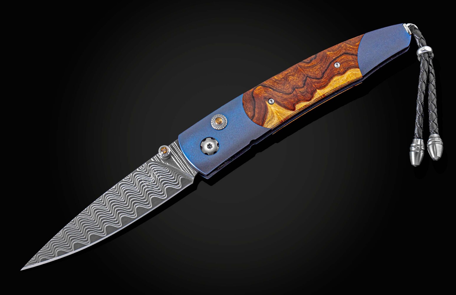 William Henry Titanium pocket knife inlaid with desert ironwood B10 DESERT BLUES