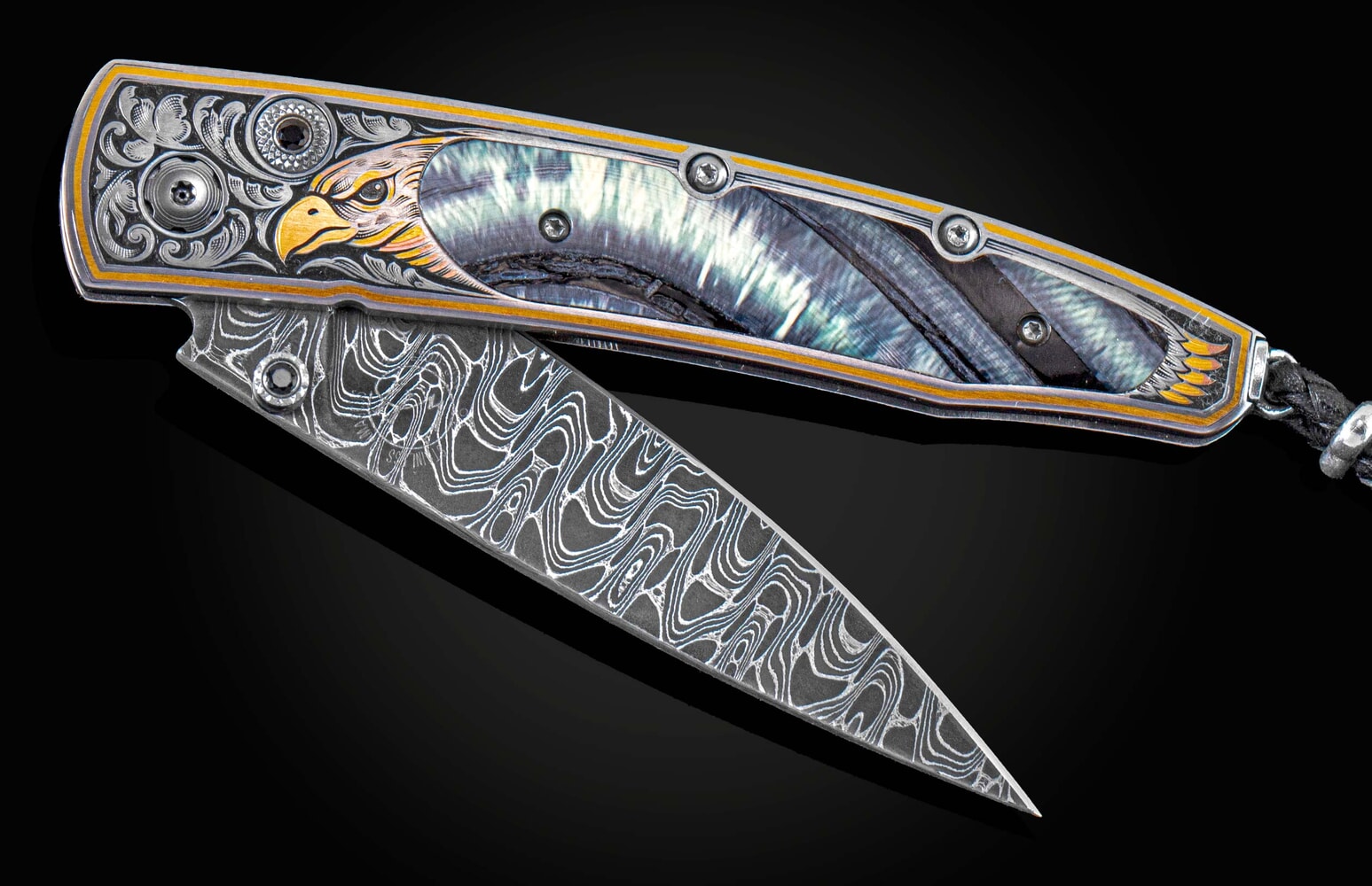 William Henry Hand-engraved pocketknife with fossil woolly mammoth tooth B10 FALCON