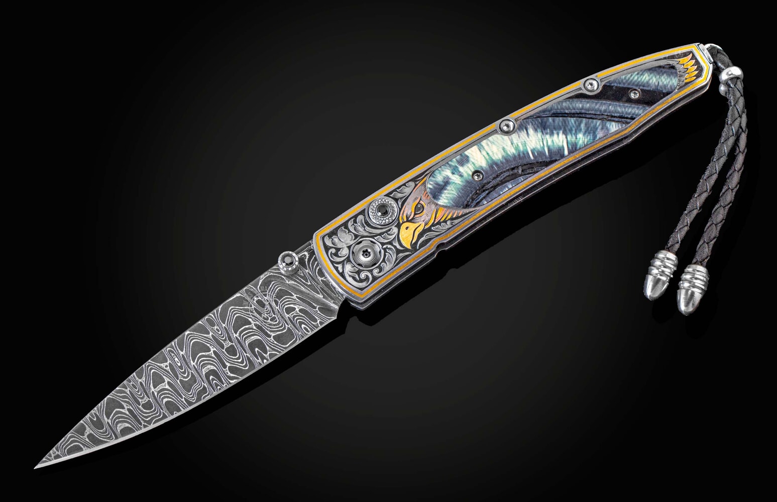 William Henry Hand-engraved pocketknife with fossil woolly mammoth tooth B10 FALCON
