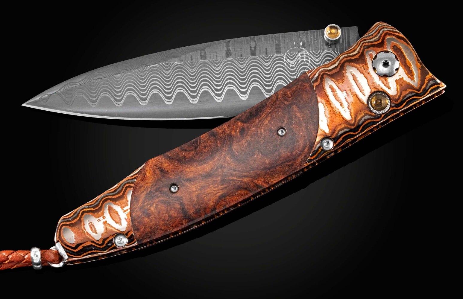 William Henry Folding pocketknife with Desert Ironwood, 'Wave Mokume' and 'Wave' damascus blade B30 DARK DESERT