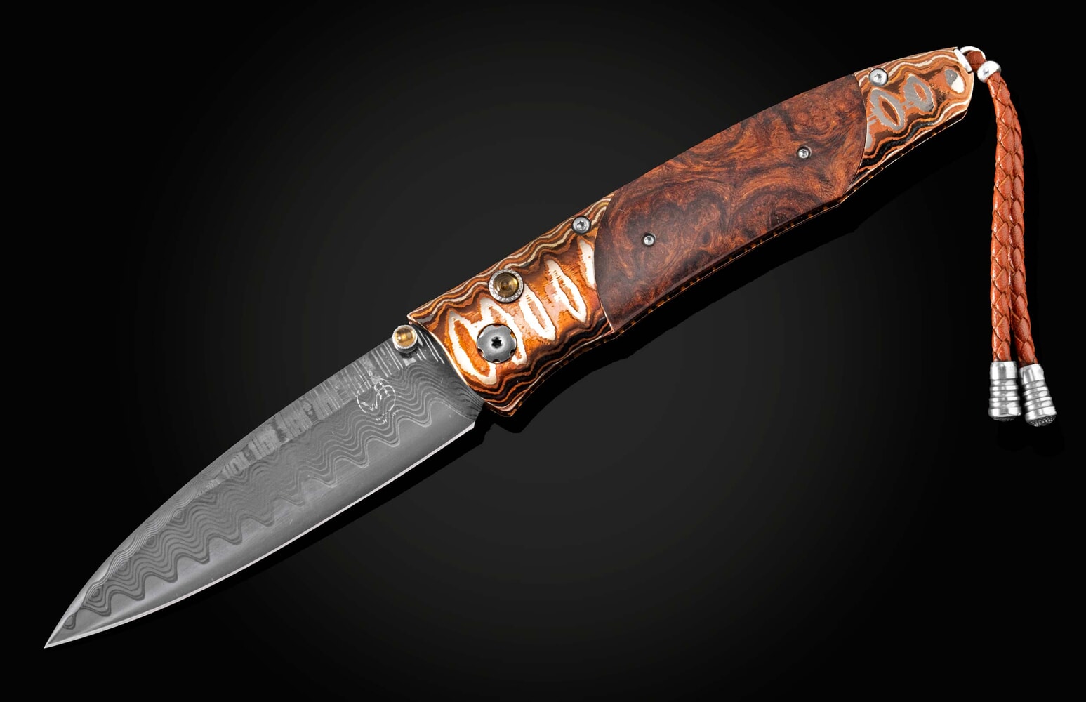 William Henry Folding pocketknife with Desert Ironwood, 'Wave Mokume' and 'Wave' damascus blade B30 DARK DESERT