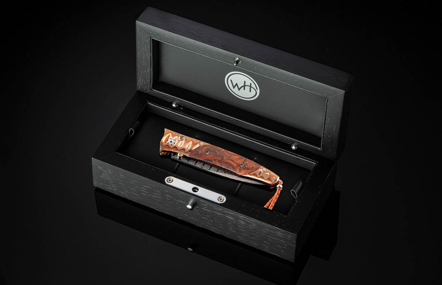 William Henry Folding pocketknife with Desert Ironwood, 'Wave Mokume' and 'Wave' damascus blade B30 DARK DESERT