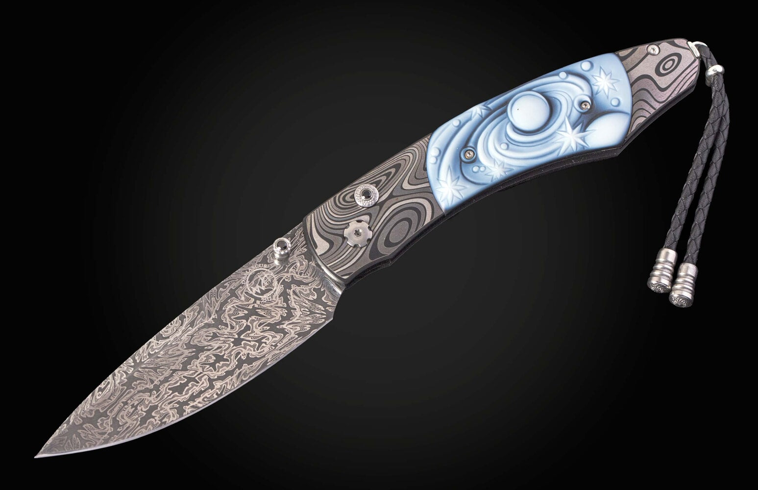 William Henry Pocketknife featuring laser engraving and carved banded agate B12 MILKY WAY