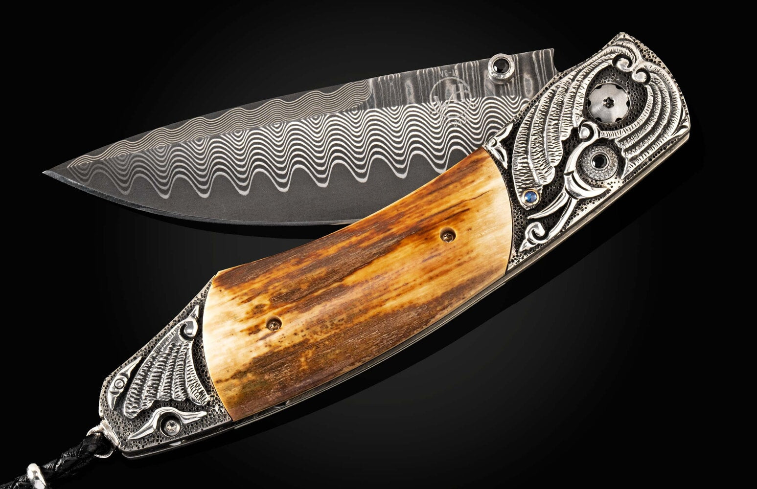 William Henry Pocketknife with carved sterling silver and fossil Mammoth Ivory bark B12 ROYAL CREST