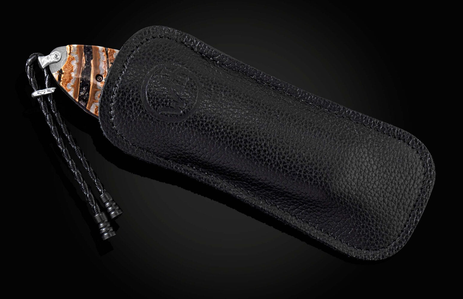 William Henry Pocketknife with 24K gold koftgari, fossil Mammoth Tooth, and 'wave' damascus blade B12 SIERRA