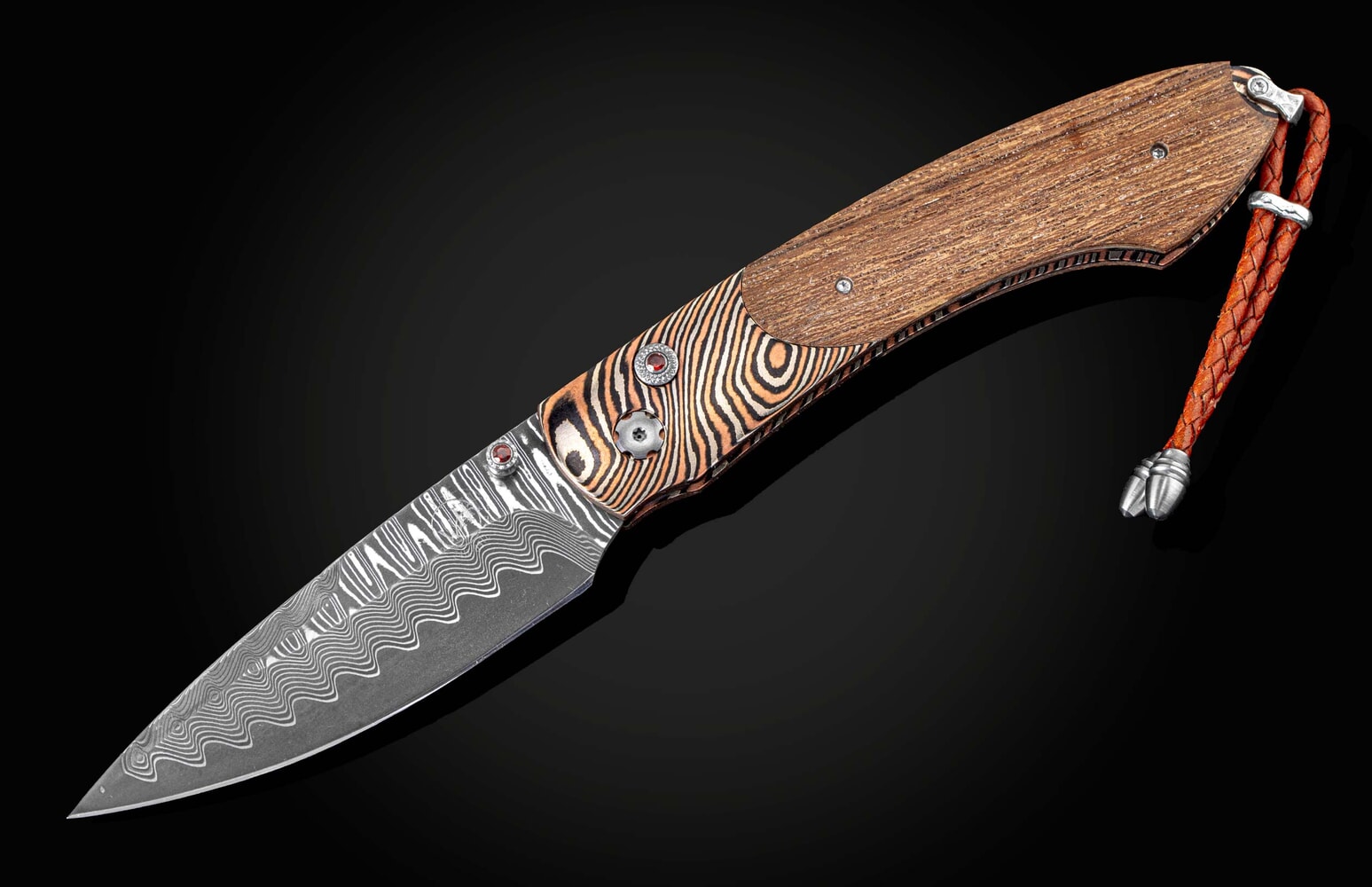 William Henry Pocketknife with mokume gane and wood from the USS California B12 SOLDIERS WISH