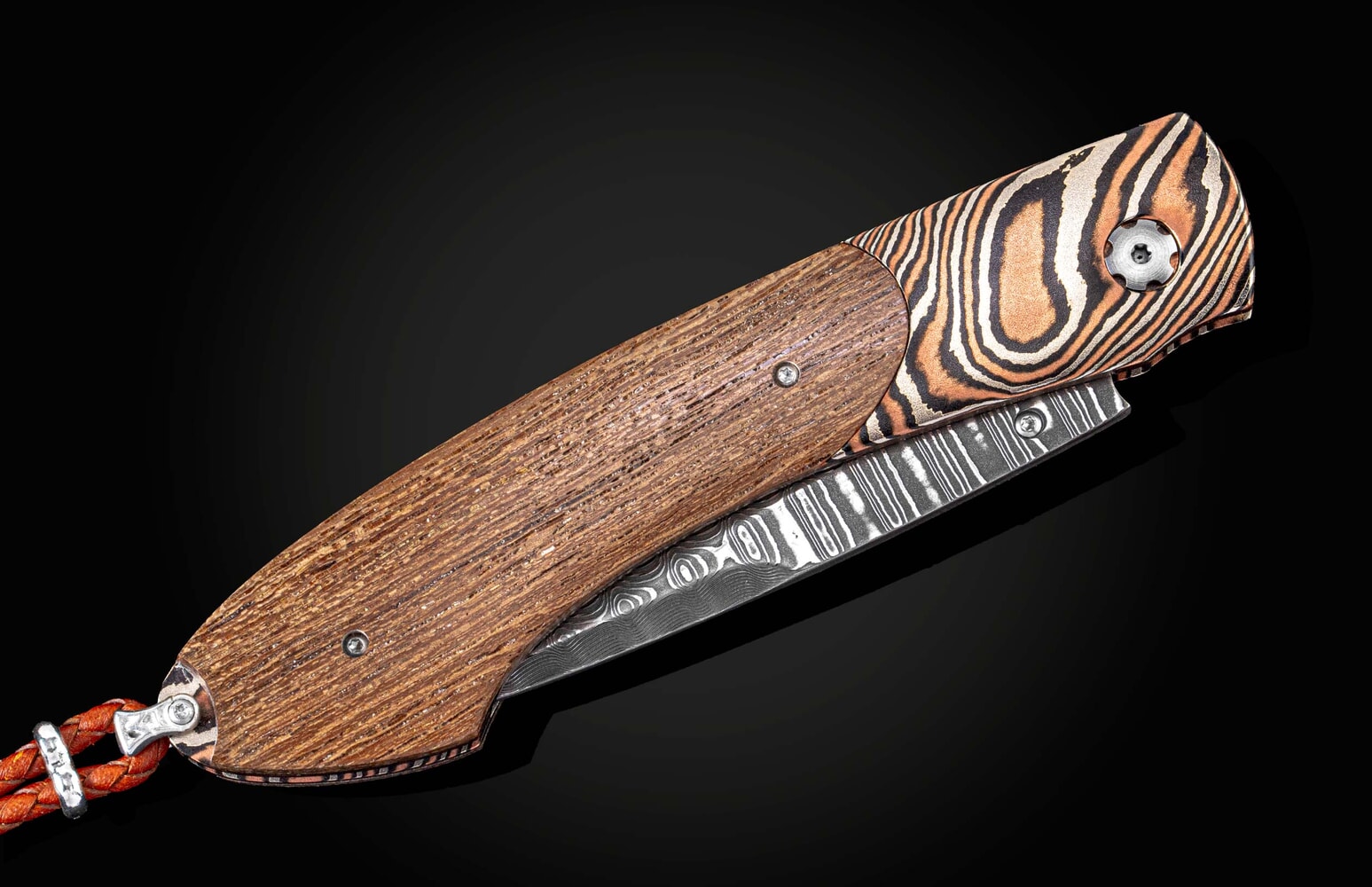 William Henry Pocketknife with mokume gane and wood from the USS California B12 SOLDIERS WISH