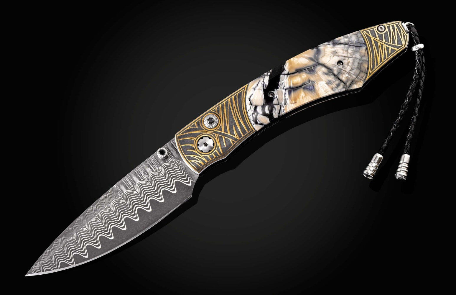 William Henry Pocketknife featuring 24K gold koftgari, and fossil woolly mammoth tusk B12 TUNDRA II