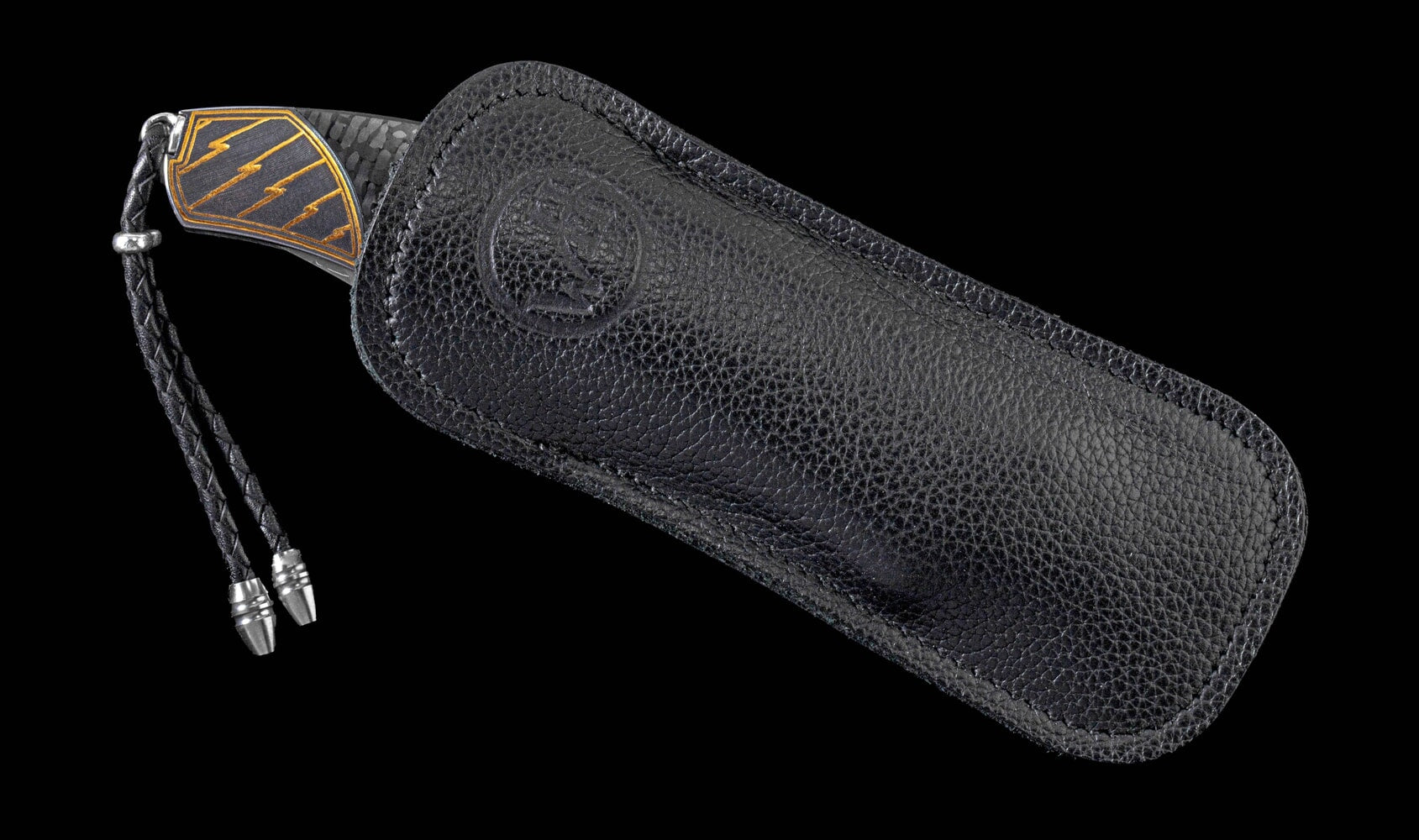 William Henry Folding knife with 24K gold Koftgari and carbon fiber B21 LIGHTNING