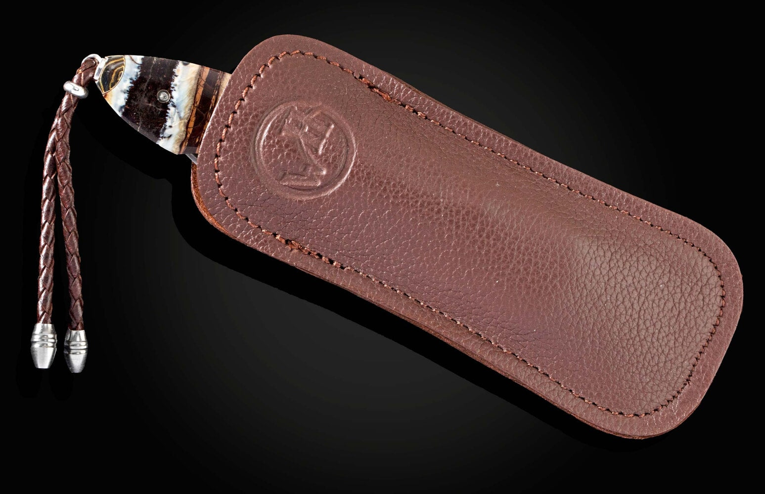 William Henry Automatic opening folding knife with 'Wave' mokume and woolly mammoth tooth B22 MAMMUT