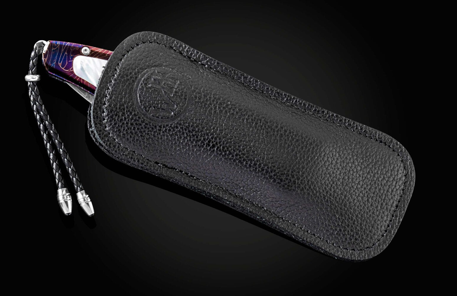 William Henry Pocketknife with hand-forged damascus and mother of pearl B30 BLUE OCEAN