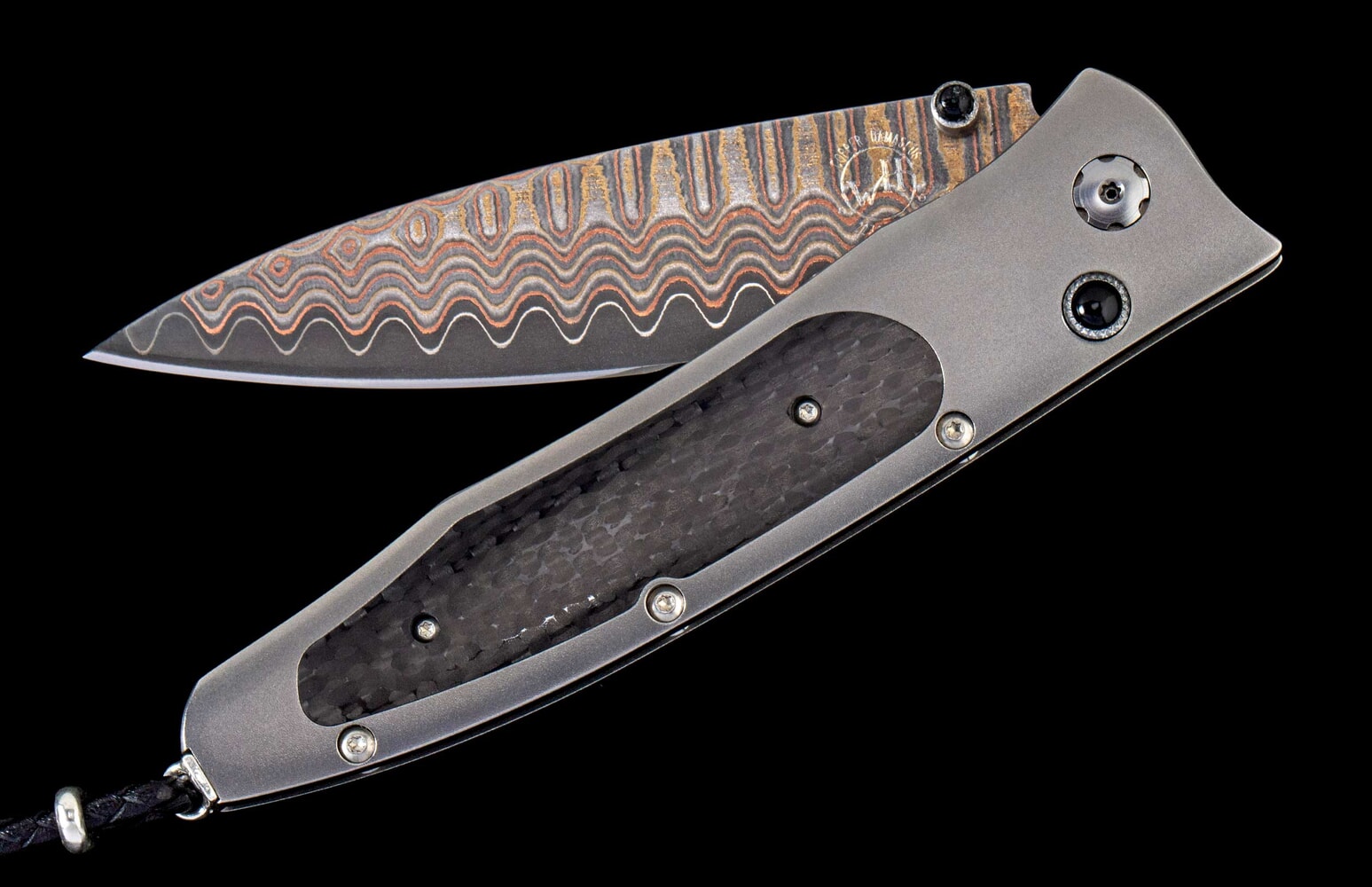 William Henry Titanium pocket knife inlaid with carbon fiber B30 COLLIDER