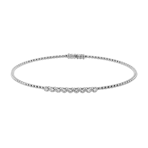 Beaded Bangle in 18k Gold with Diamonds