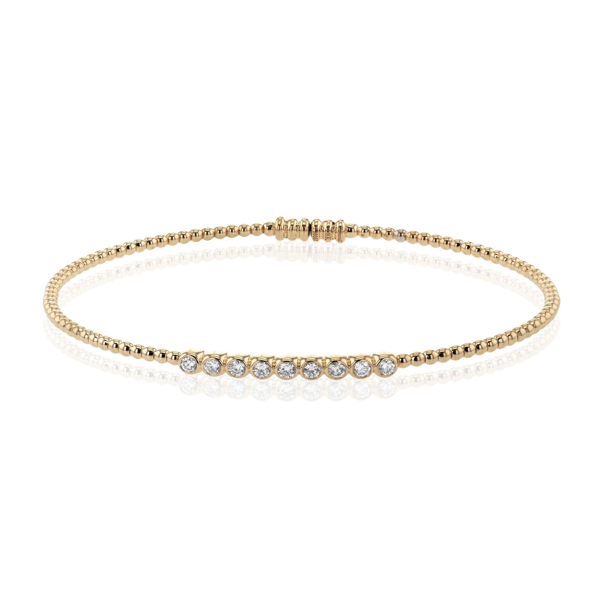 Beaded Bangle in 18k Gold with Diamonds