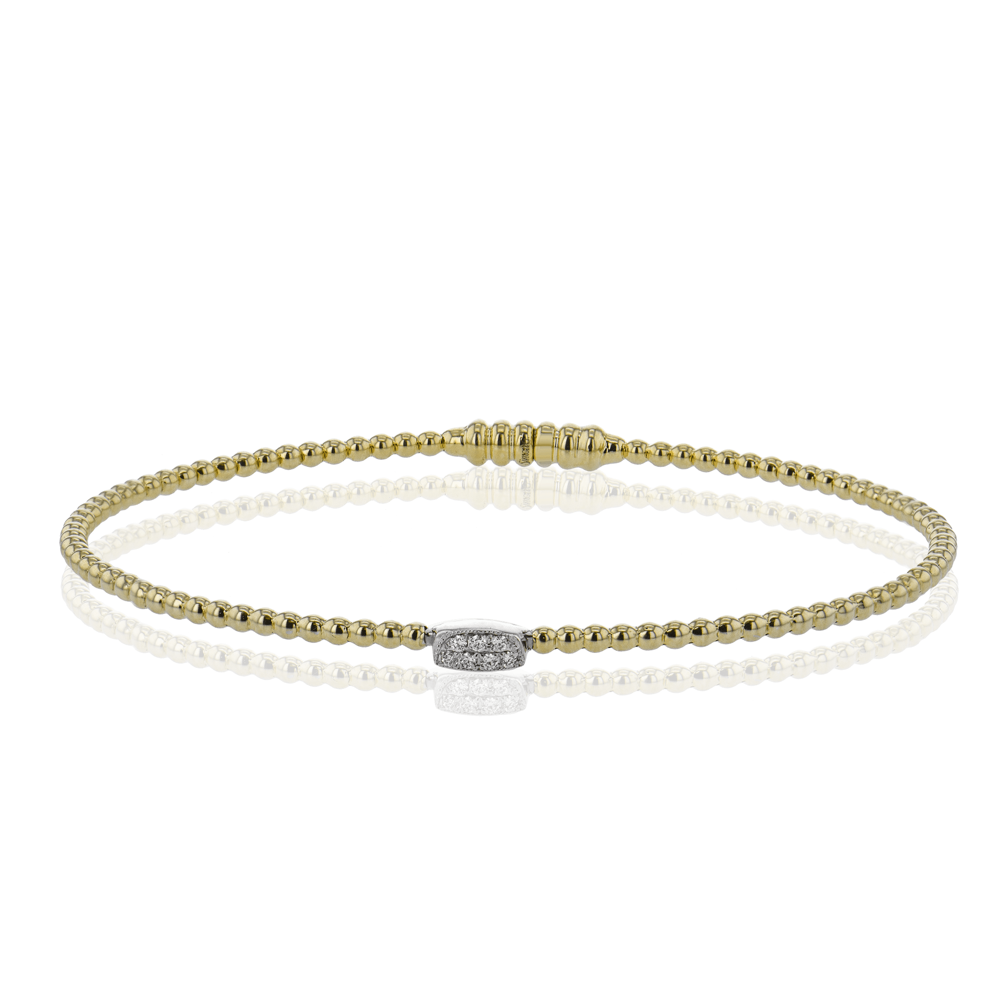 Beaded Bangle in 18k Gold with Diamonds
