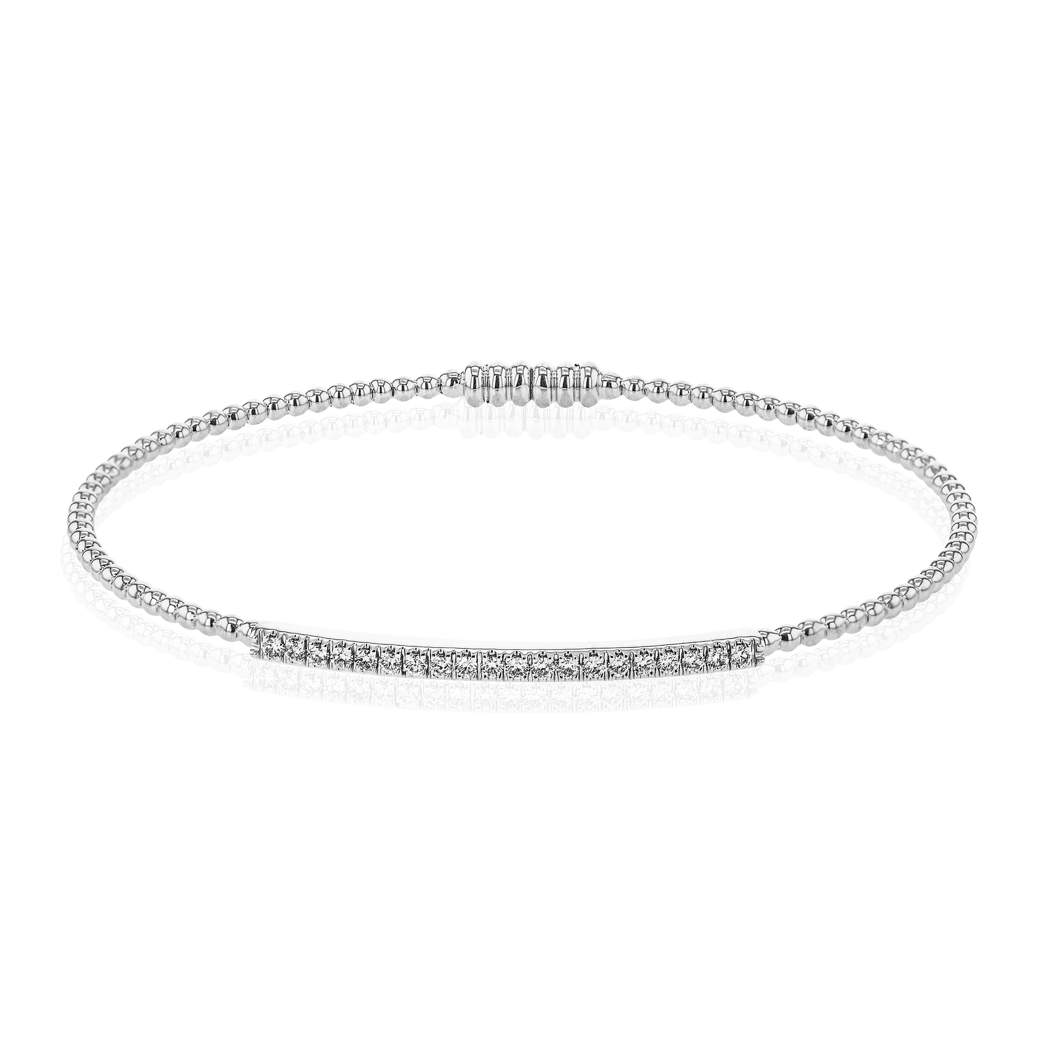 Beaded Bangle in 18k Gold with Diamonds