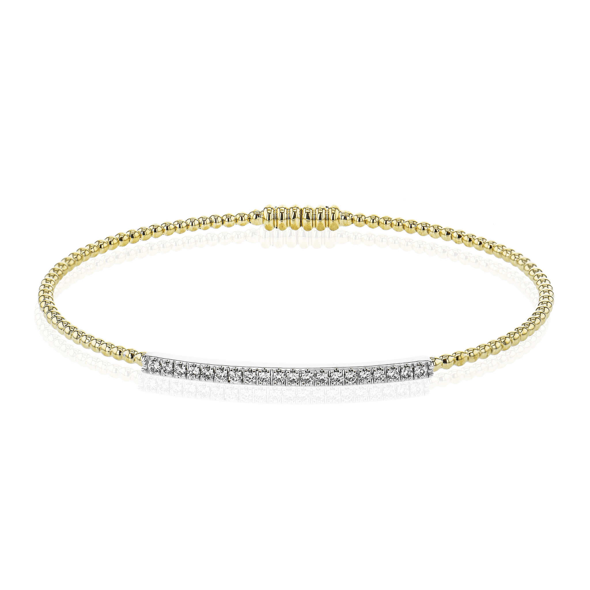 Beaded Bangle in 18k Gold with Diamonds