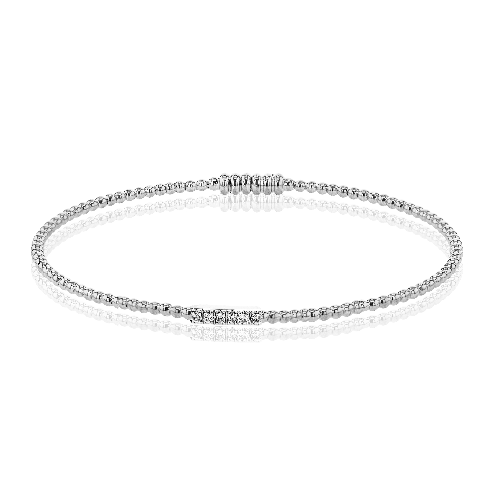 Beaded Bangle in 18k Gold with Diamonds