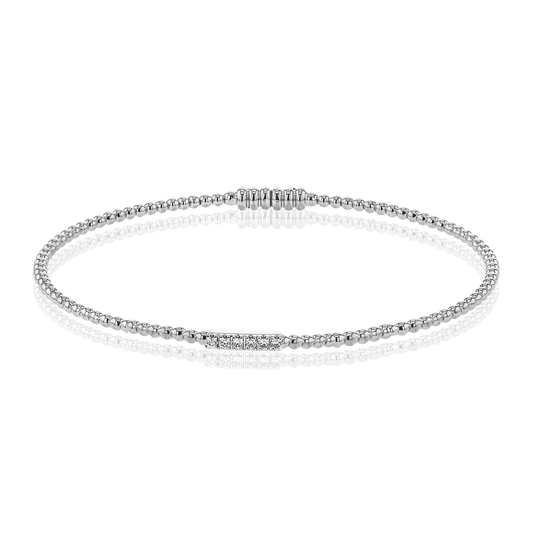 Beaded Bangle in 18k Gold with Diamonds