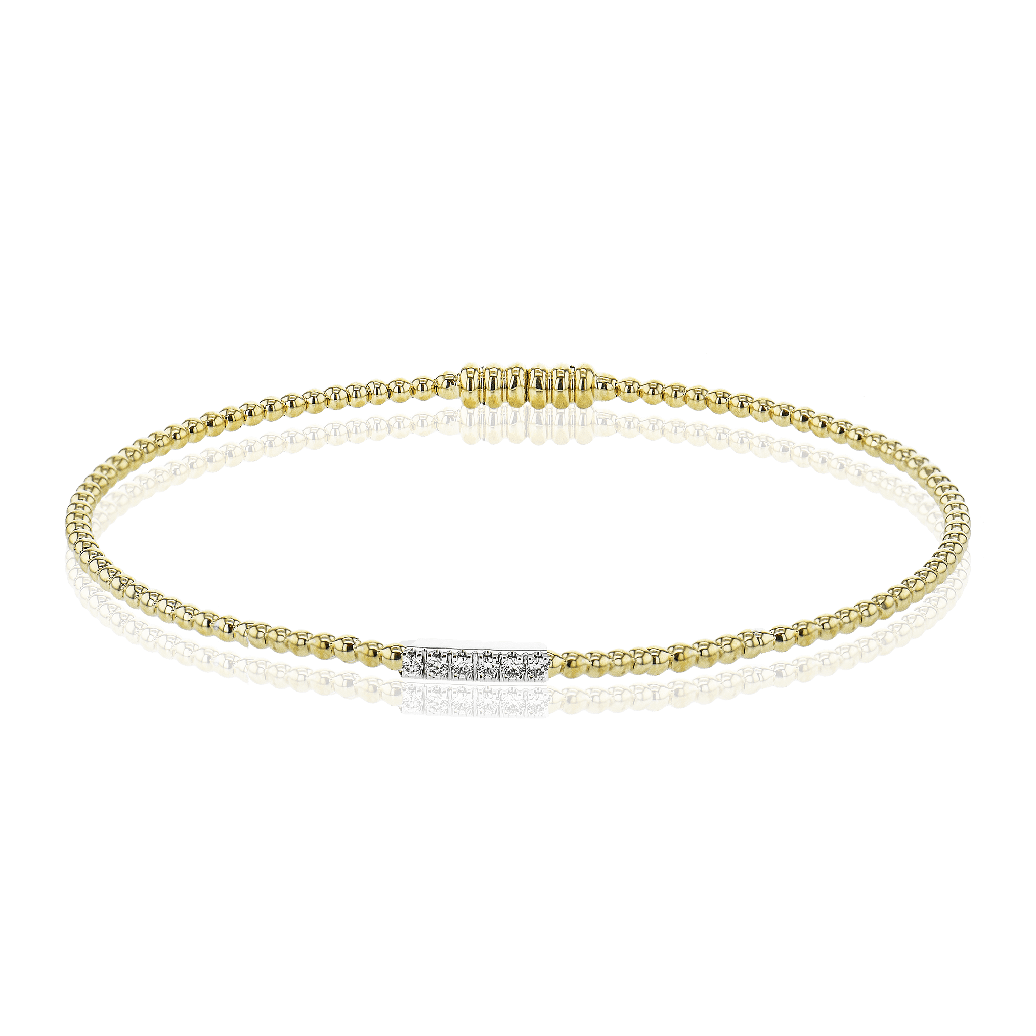 Beaded Bangle in 18k Gold with Diamonds