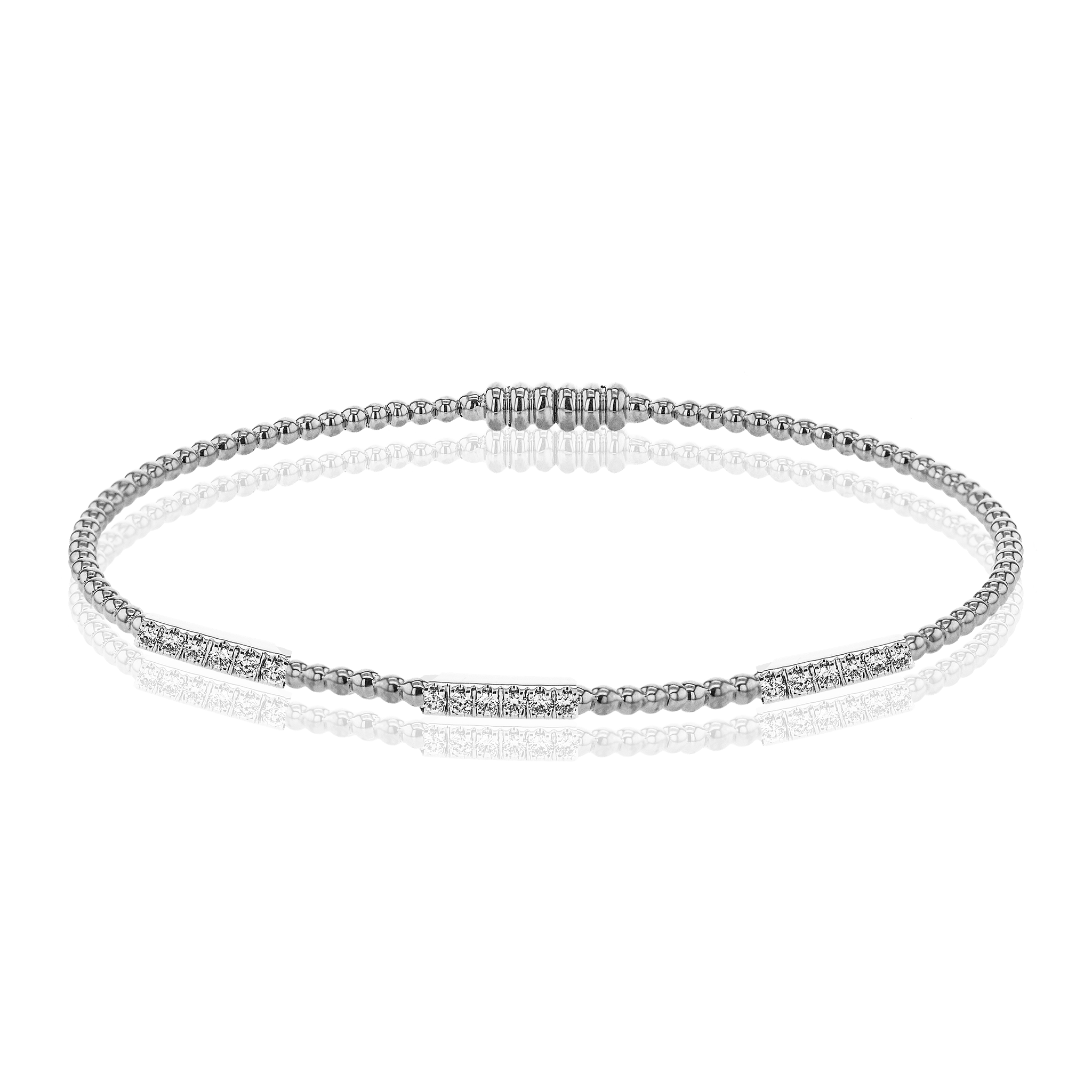 Beaded Bangle in 18k Gold with Diamonds