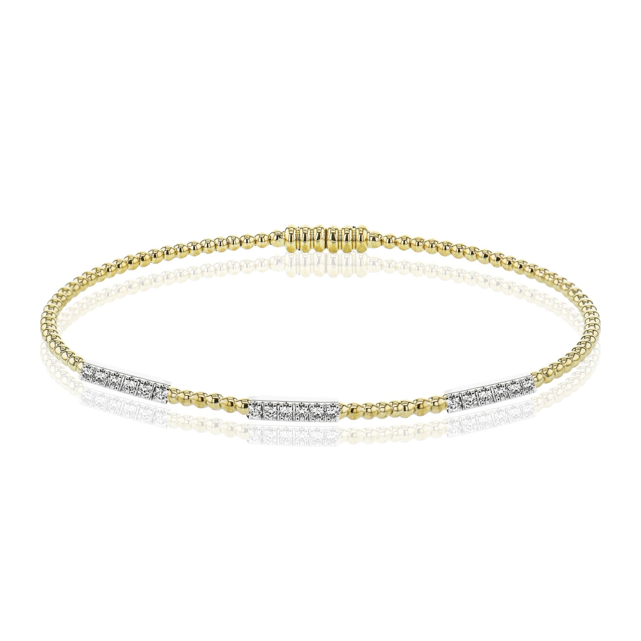 Beaded Bangle in 18k Gold with Diamonds