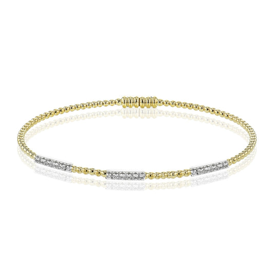 Beaded Bangle in 18k Gold with Diamonds