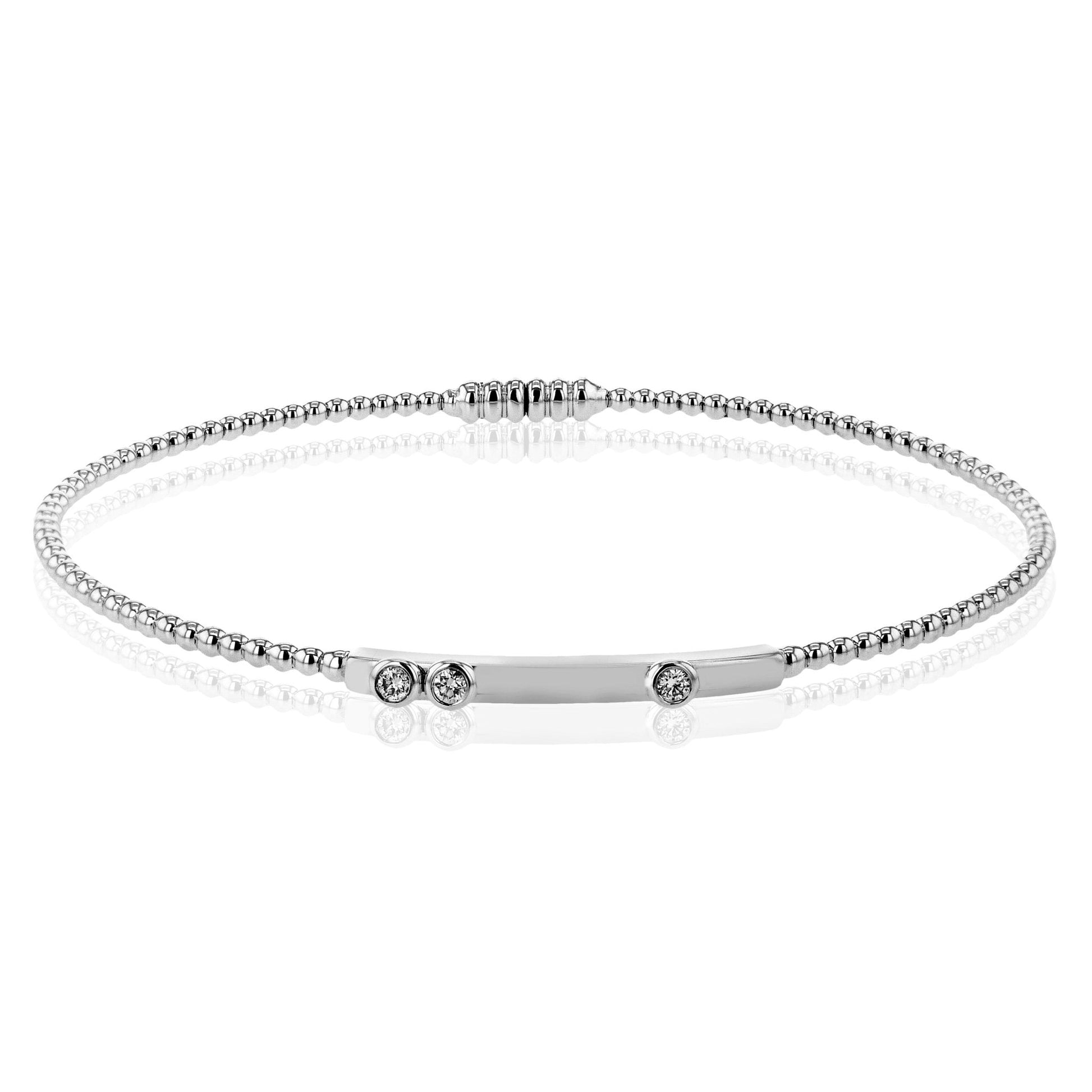 Beaded Bangle in 18k Gold with Diamonds