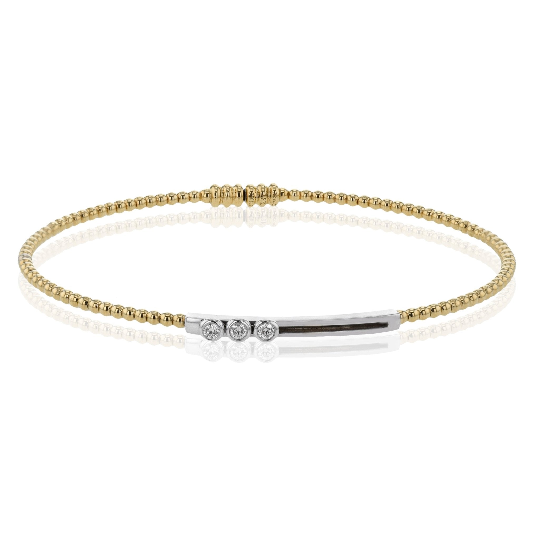 Beaded Bangle in 18k Gold with Diamonds