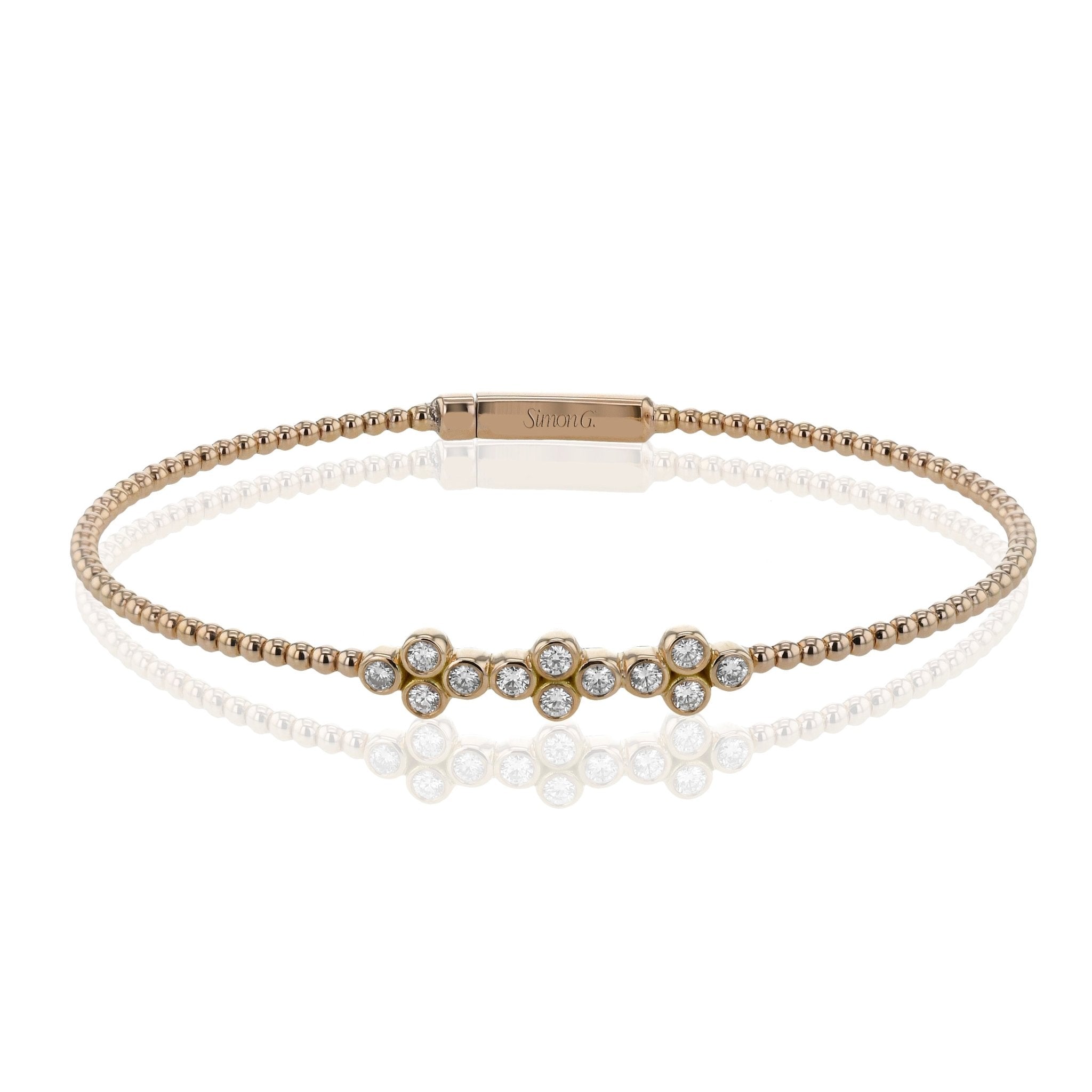 Beaded Bangle in 18k Gold with Diamonds