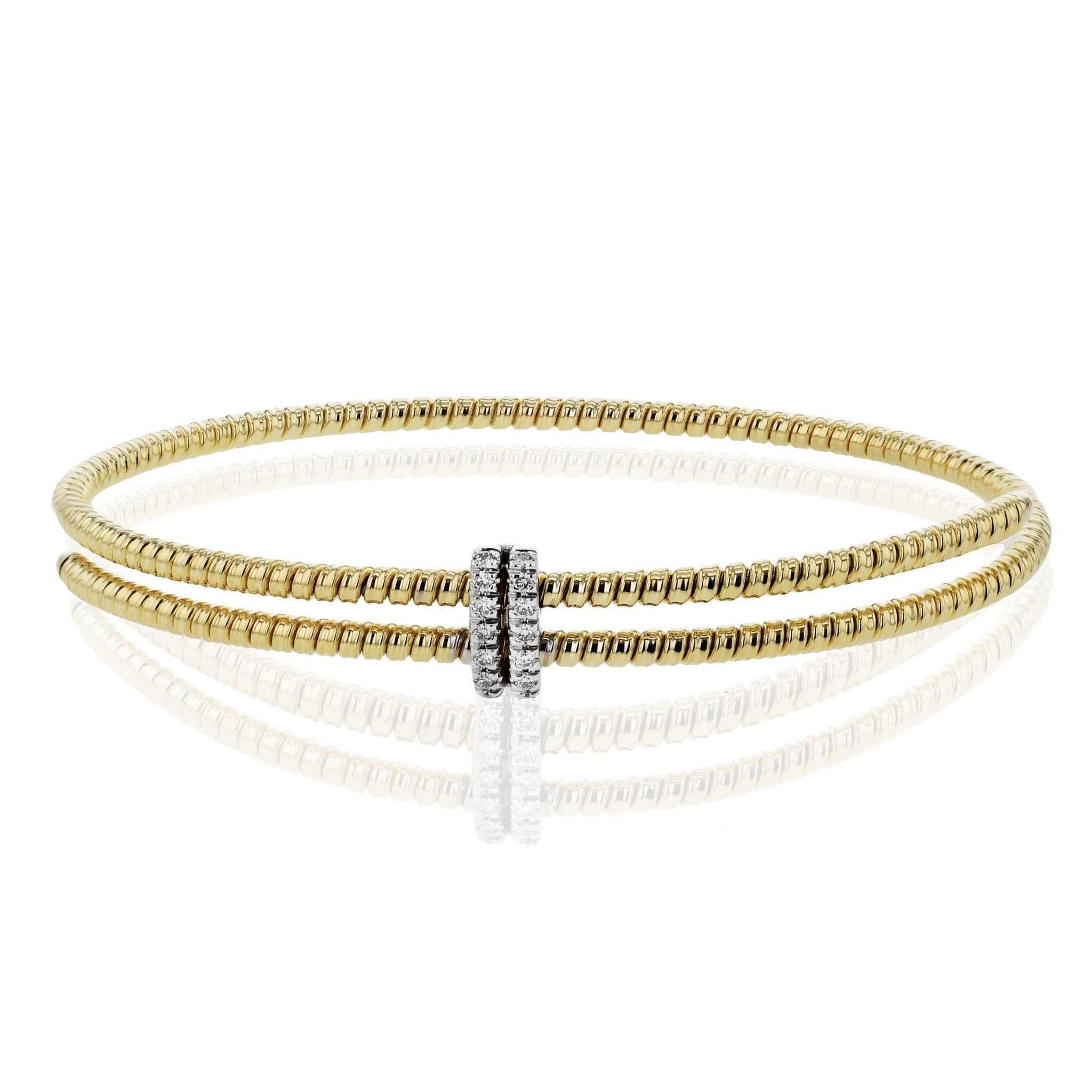 Beaded Bangle in 18k Gold With Diamonds