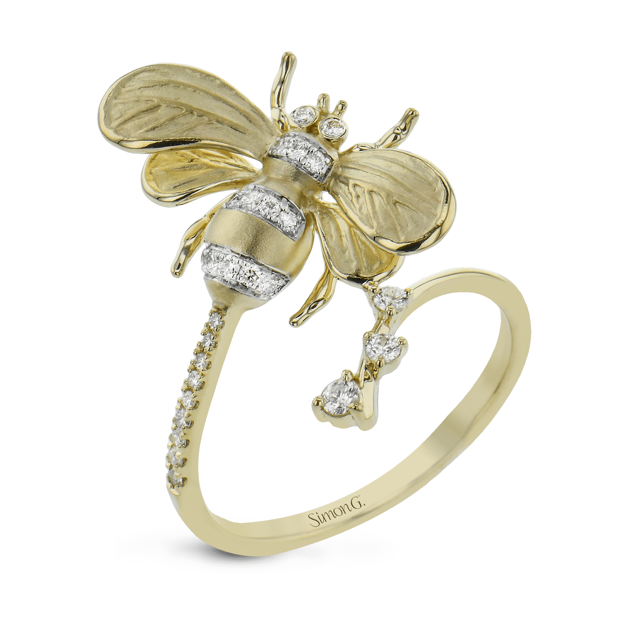 Bee Fashion Ring In 18k Gold With Diamonds