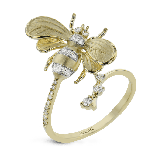 Bee Fashion Ring In 18k Gold With Diamonds