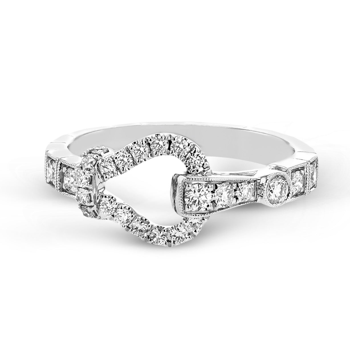 Buckle Fashion Ring in 18k Gold with Diamonds