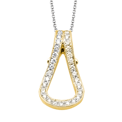 Buckle Pendant Necklace in 18k Gold with Diamonds