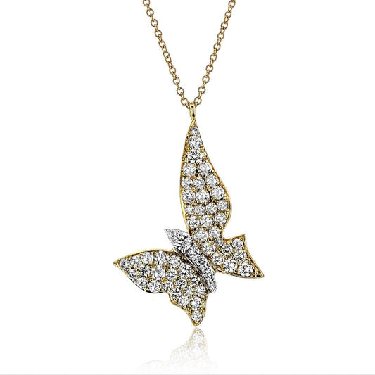 Butterfly Pendant in 18k Gold with Diamonds
