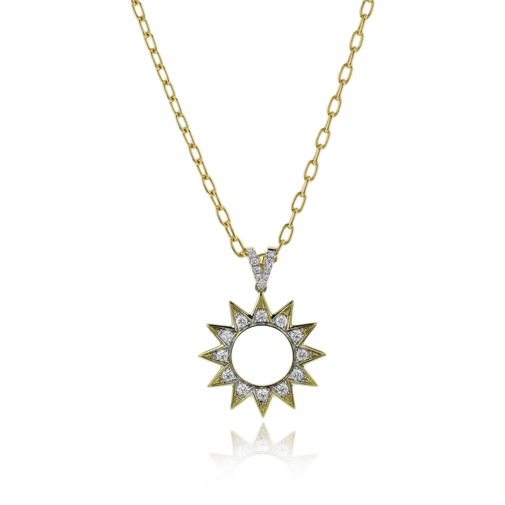 Celestial Medallion Pendant Necklace in 18k Gold with Diamonds