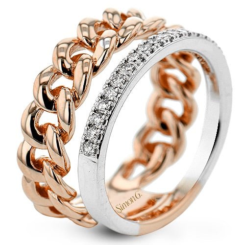 Chain Link Fashion Ring in 18k Gold With Diamonds