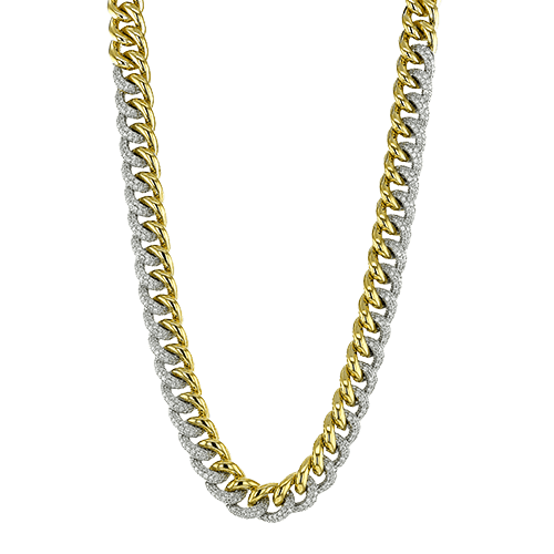 Chain Link Necklace in 18k Gold with Diamonds