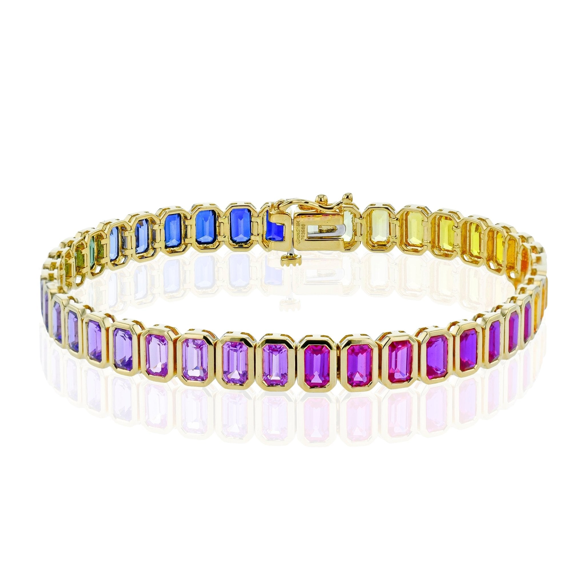 Rainbow Sapphire Color Bracelet in 18k Gold