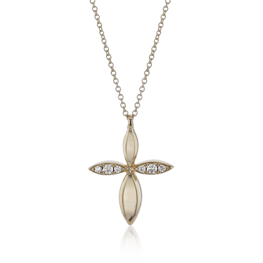 Cross Pendant Necklace in 18k Gold with Diamonds