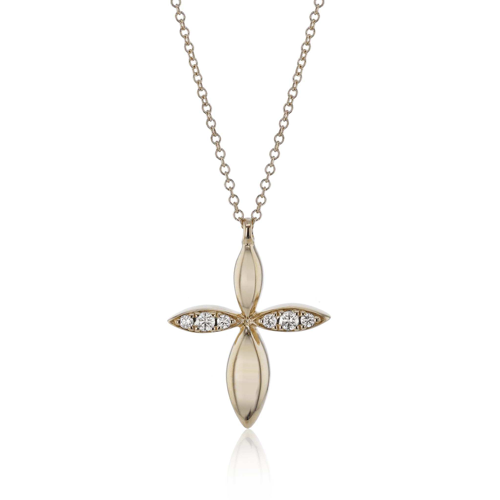 Cross Pendant Necklace in 18k Gold with Diamonds