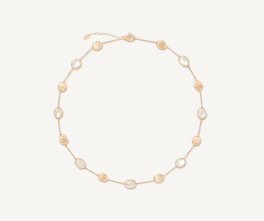 18kt yellow gold necklace with oval elements and mother-of-pearl