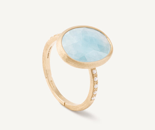 18kt yellow gold aquamarine and diamond ring