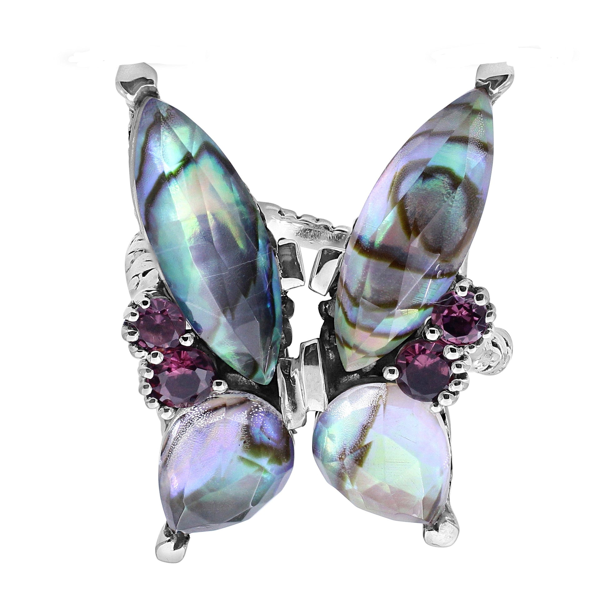 garden-of-stephen-faceted-natural-quartz-abalone-and-rhodolite-garnet-butterfly-ring-in-sterling-silver