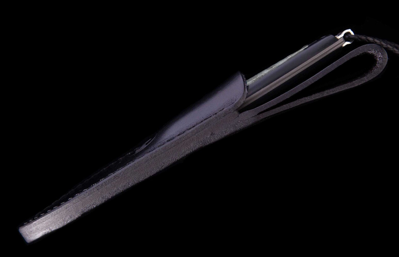 William Henry Fixed-blade carbon fiber knife with mother of pearl, and Damascus blade F28 COAST