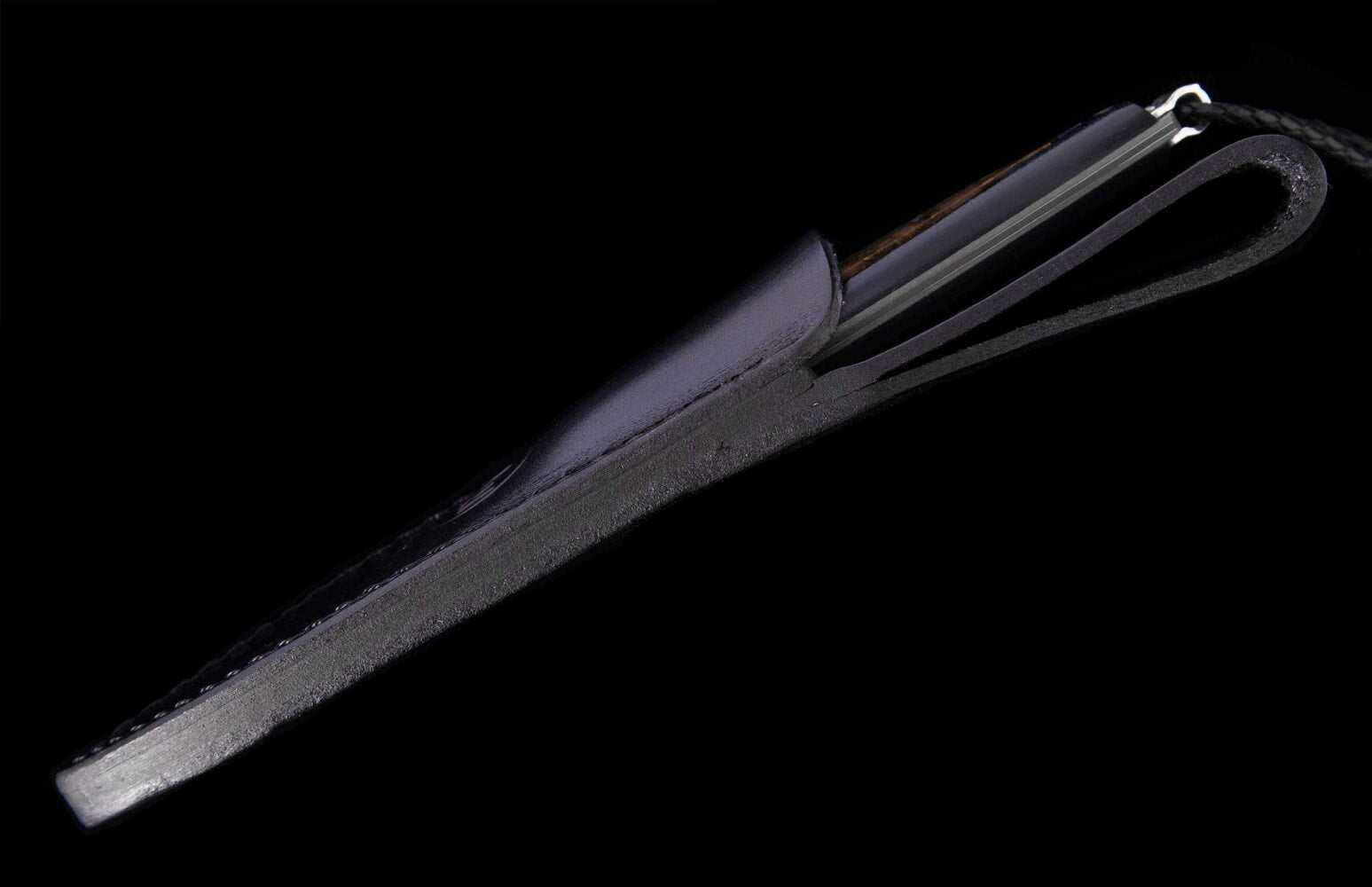 William Henry Fixed-blade carbon fiber knife with fossil mammoth tooth, and damascus blade F28 EPIC