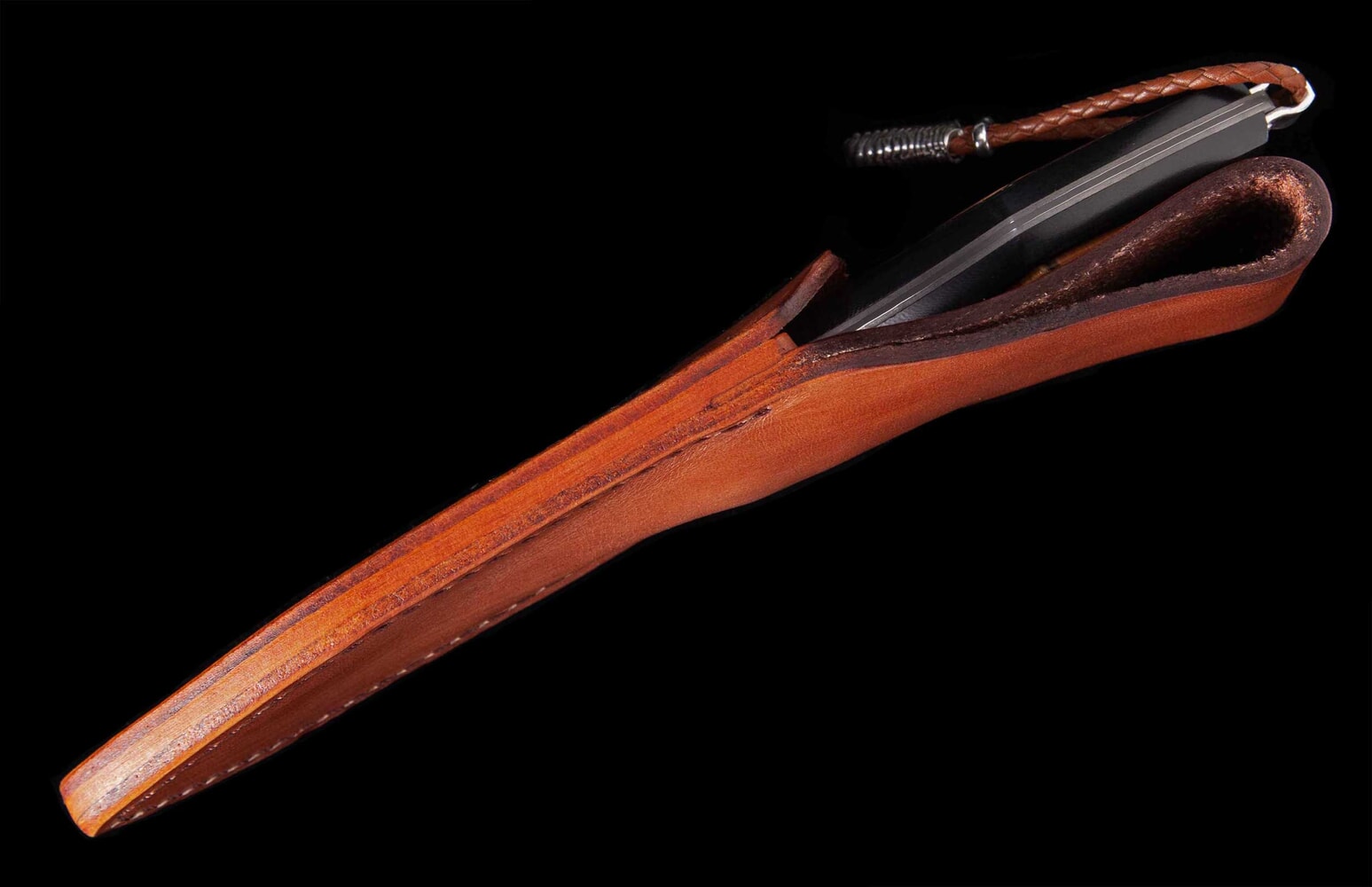 William Henry Fixed-blade G10 knife with spalted beechwood and damascus blade F28 GROVE